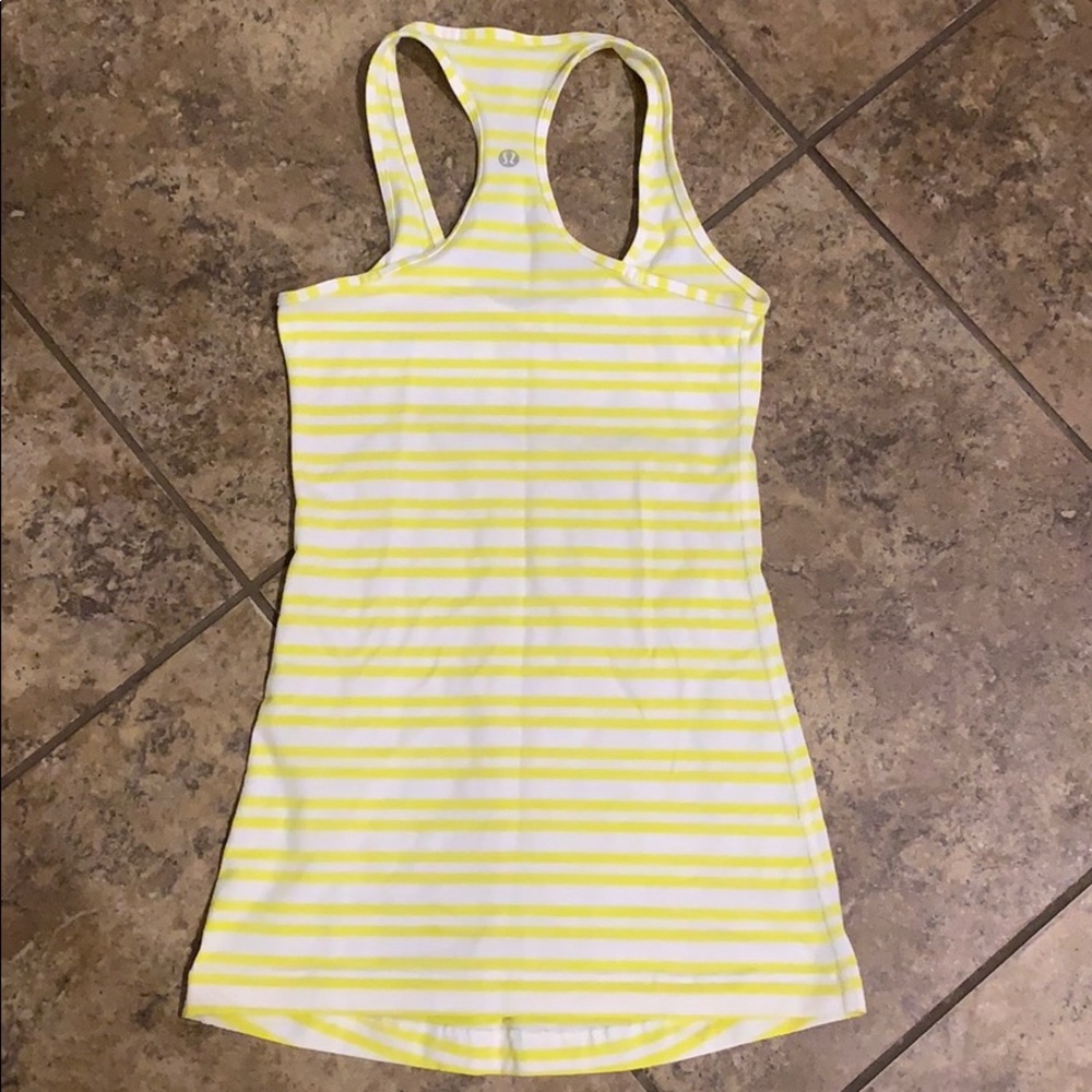 Lululemon yellow & white striped racer back